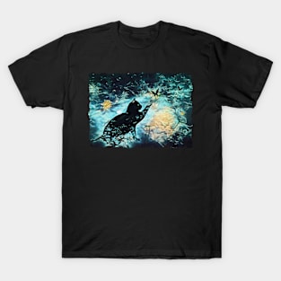 Black Cat And Butterflies T-Shirt